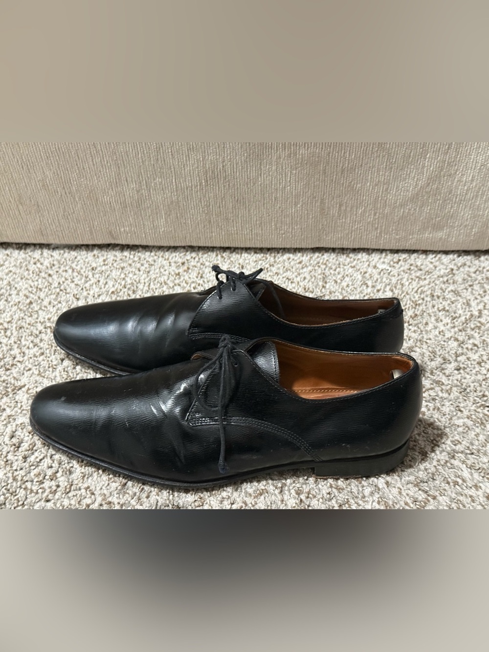 Burberry Men's Black Leather Derby Dress Shoes Size 44 EU 11 US Made In Italy
